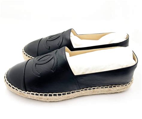 leather chanel espadrilles|Chanel black leather espadrilles price.